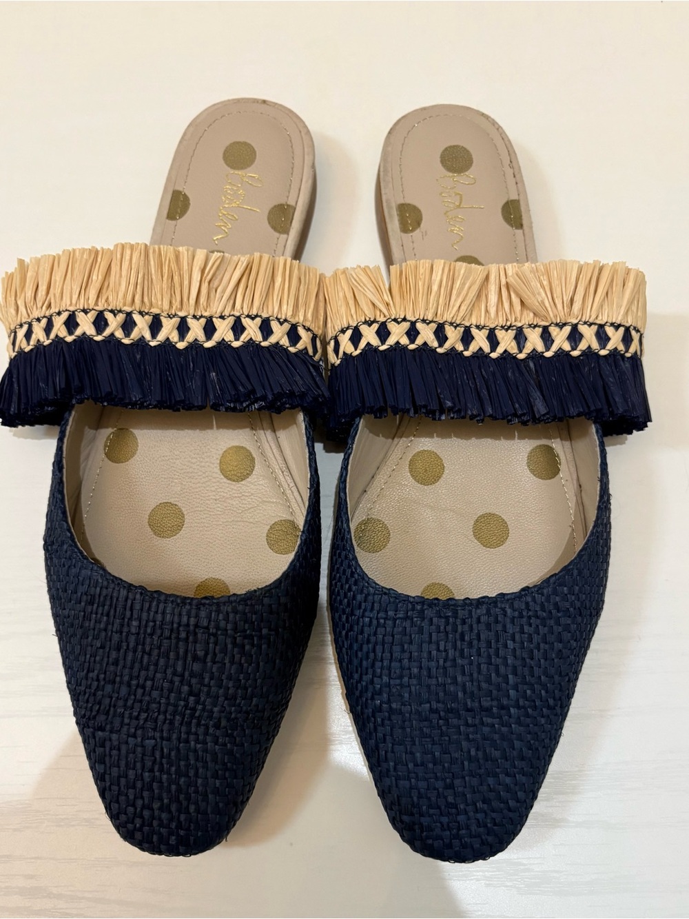 Boden Rosa Raffia Fringe Mules Size 38